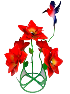 Red metal flower